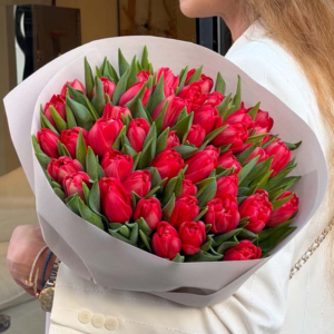 Bouquet of Crimson Red Tulips Viva Petal