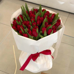 Bouquet of Deep Red Tulips Crimson Promise