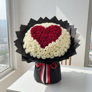 Bouquet of Heartfelt Love in White and Red