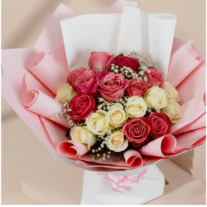 Pink and Cream Rose Delight Bouquet
